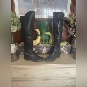 Ivanka Trump Over the Knee Faux Leather and Gore Riding Boot